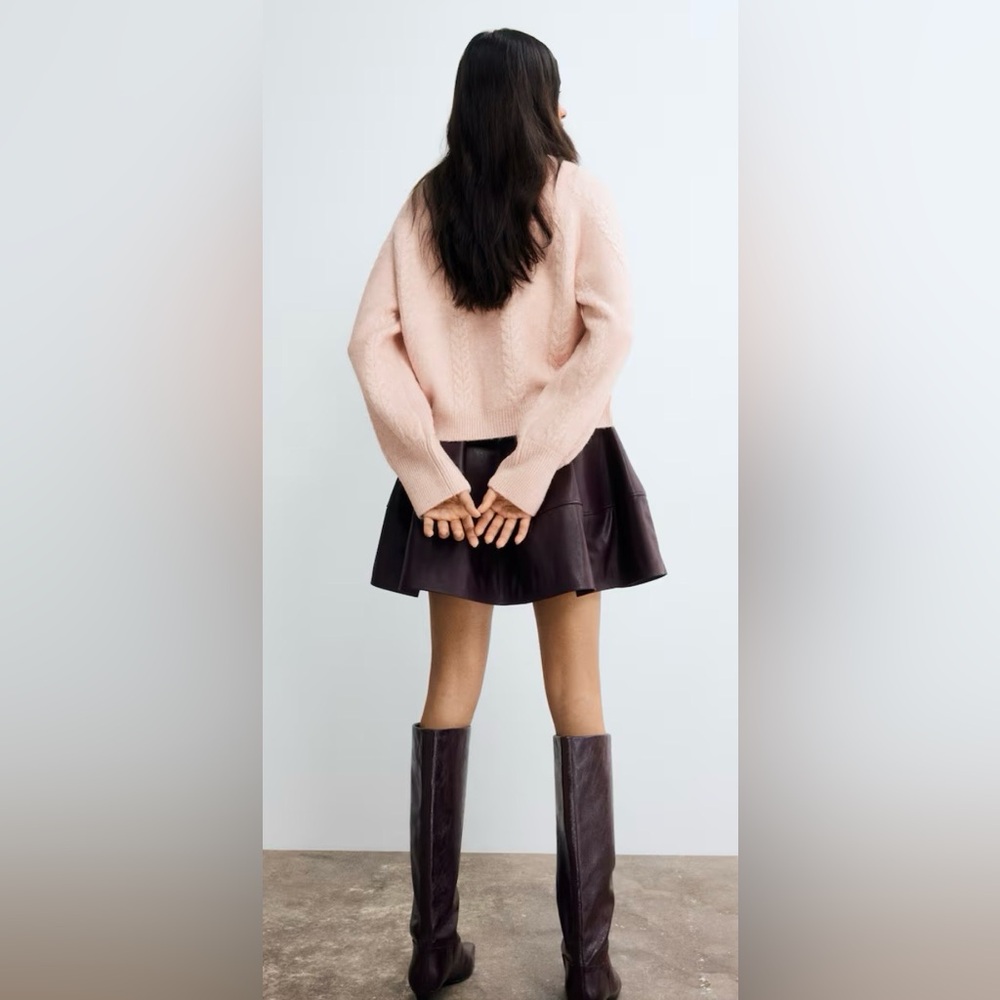 Blush Pink Heather Cardigan Sweater | Crew Neck | Long Sleeves | L | NWT - Picture 5 of 12